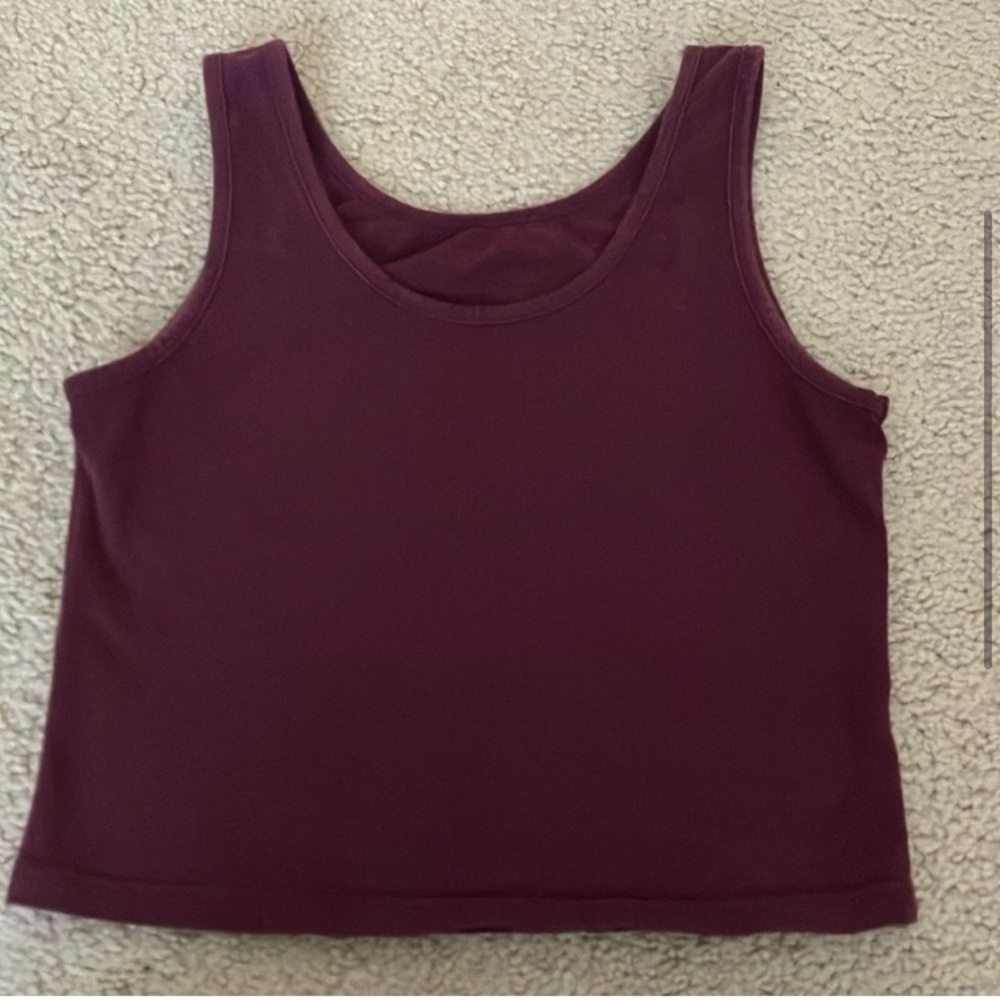 Basic cotton crop tank, burgundy